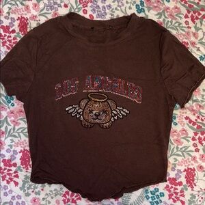 Forever 21 Brown Los Angeles Angel Bear Tee